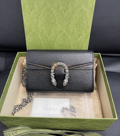 GUCCI DIONYSUS MINI BAG BLACK LEATHER SIZE 16.5*4.5*10CM